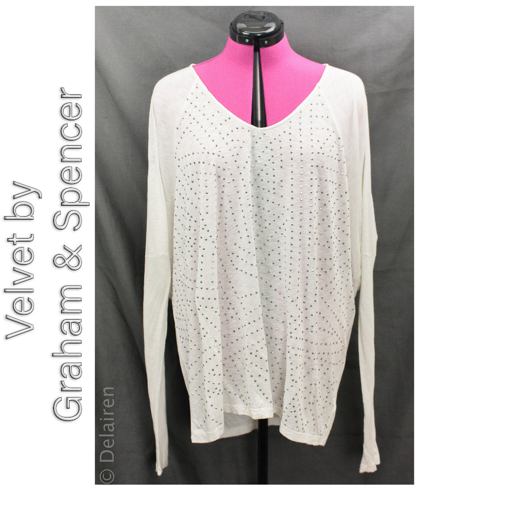 Oversized Silver Studded Geometric Batwing Top XL